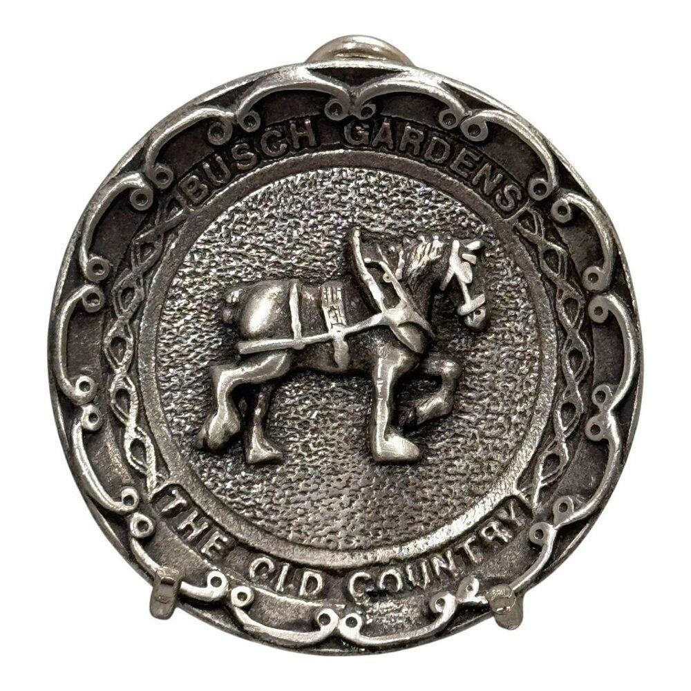 Busch Gardens The Old Country Pewter Collectible Plate Bud Horse Mini Tampa FL